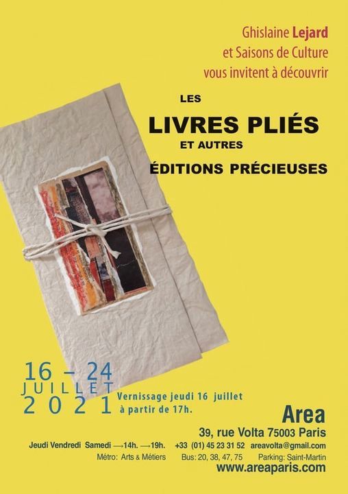 Affiche exposition "Livres pliés et autres" Ghislaine Lejard galerie Area Paris